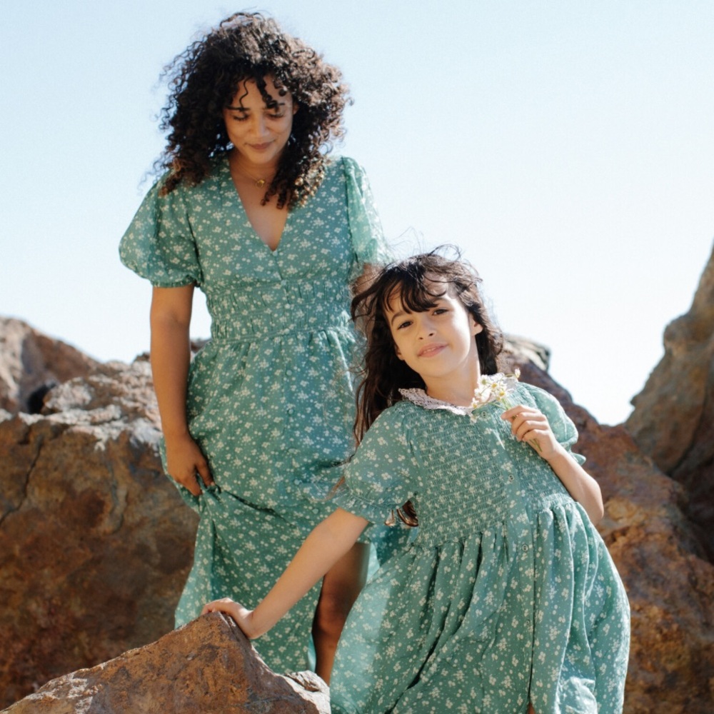 Chic Teal Floral Midi Dress for Women